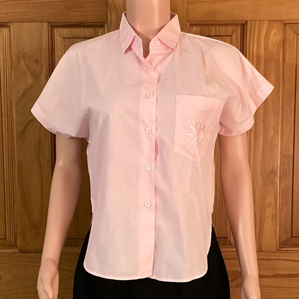 NWOT Picture Perfect Vintage 70s 90s Top Short Sleeve Blouse Pink Size 10